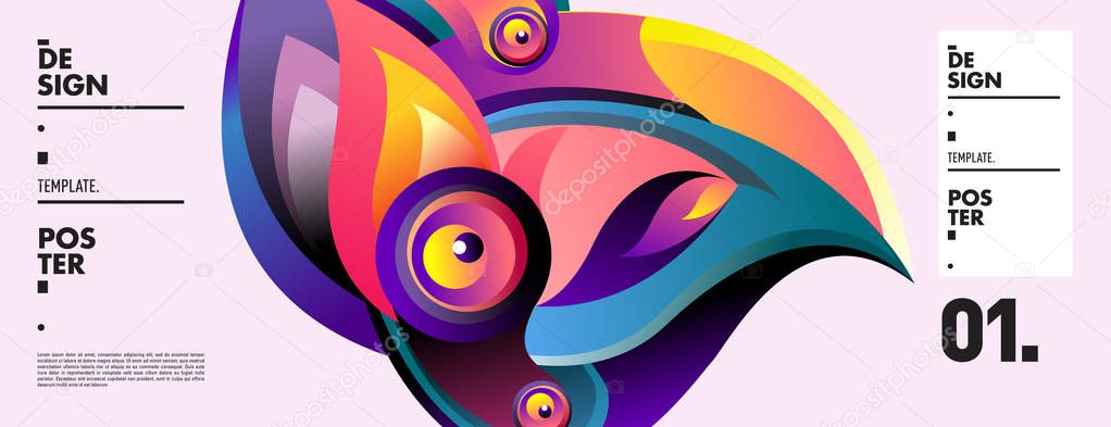 Banner design template with abstract curvy colorful shape. Vector colorful illustration for background 