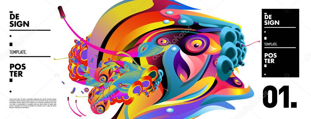Banner design template with abstract curvy colorful shape. Vector colorful illustration for background 