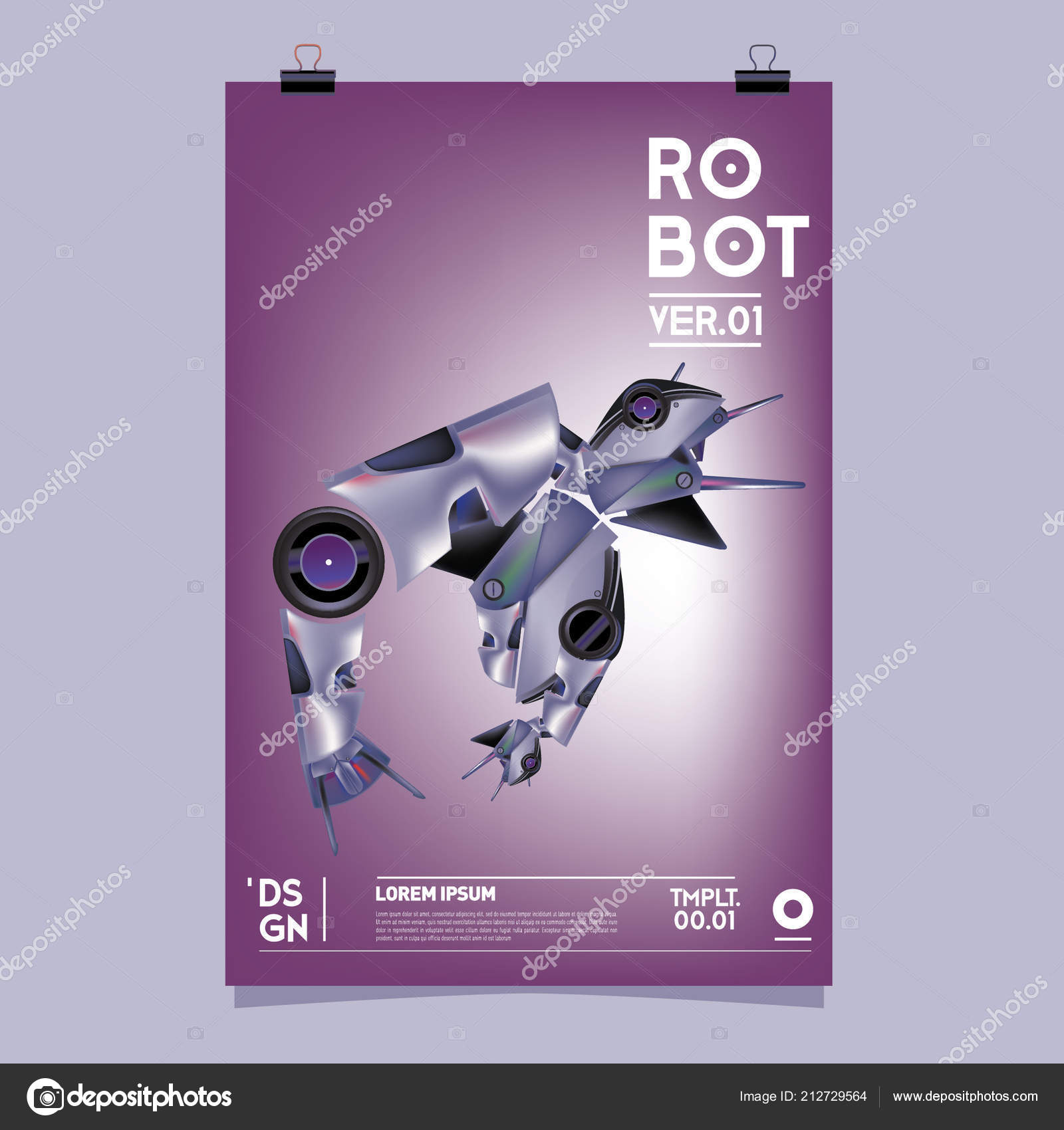 Vector Realistic Robot Illustration Robot Toy Design Festival Poster Template Stock Vector Image