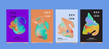 Renkli soyut sıvı ve sıvı poster ve kapak tasarımı. En az geometrik desen degradeler arka planlar
