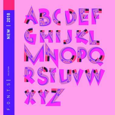 Vektör soyut renkli yazı tipi ve alfabe