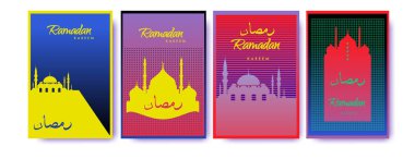 Renkli arka plan tasarımı ile ramazan Kareem için İslam tasarım tebrik kartı şablonu