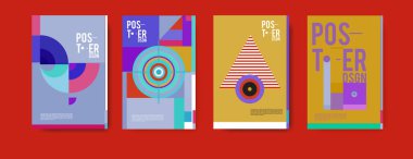 Soyut renkli poster tasarım şablonu. Serin geometrik kapak tasarımı. Vektör afiş poster şablonu