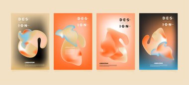 Renkli soyut sıvı ve sıvı poster ve kapak tasarımı. En az geometrik desen degradeler arka planlar