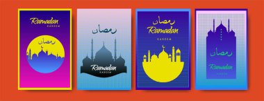 Renkli arka plan tasarımı ile ramazan Kareem için İslam tasarım tebrik kartı şablonu