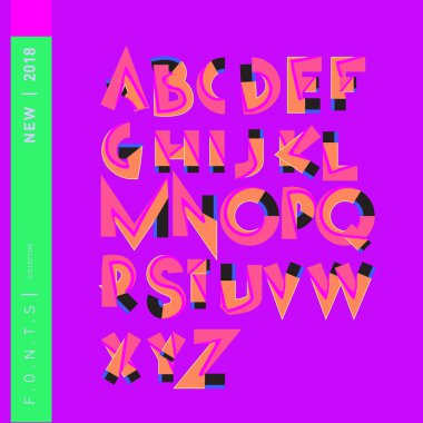 Vektör soyut renkli yazı tipi ve alfabe