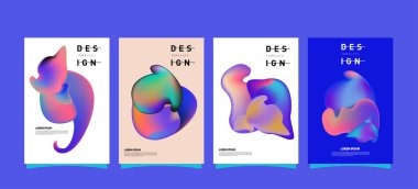 Renkli soyut sıvı ve sıvı poster ve kapak tasarımı. En az geometrik desen degradeler arka planlar
