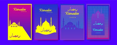 Renkli arka plan tasarımı ile ramazan Kareem için İslam tasarım tebrik kartı şablonu