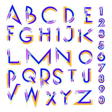 Vektör soyut renkli yazı tipi ve alfabe