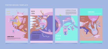 Soyut renkli kolaj poster tasarım şablonu. Serin geometrik ve sıvı kapak tasarımı, vektör afiş poster şablonu