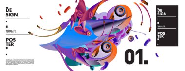 Afiş tasarım şablonu soyut curvy renkli şeklinde. Vektör renkli resimde arka planı için 