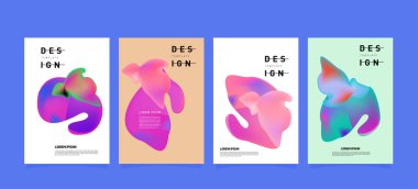Renkli soyut sıvı ve sıvı poster ve kapak tasarımı. En az geometrik desen degradeler arka planlar