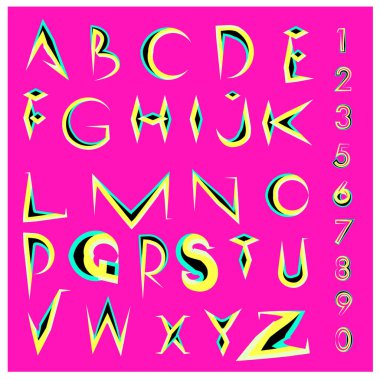 Vektör soyut renkli yazı tipi ve alfabe