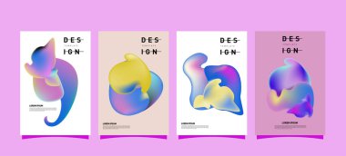 Renkli soyut sıvı ve sıvı poster ve kapak tasarımı. En az geometrik desen degradeler arka planlar