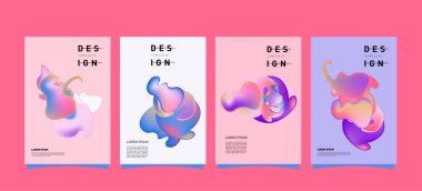 Renkli soyut sıvı ve sıvı poster ve kapak tasarımı. En az geometrik desen degradeler arka planlar