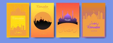 Renkli arka plan tasarımı ile ramazan Kareem için İslam tasarım tebrik kartı şablonu