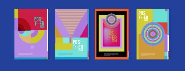 Soyut renkli poster tasarım şablonu. Serin geometrik kapak tasarımı. Vektör afiş poster şablonu