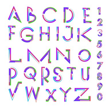 Vektör soyut renkli yazı tipi ve alfabe