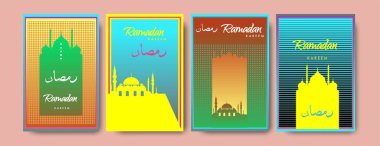 Renkli arka plan tasarımı ile ramazan Kareem için İslam tasarım tebrik kartı şablonu