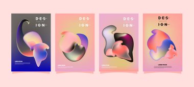 Renkli soyut sıvı ve sıvı poster ve kapak tasarımı. En az geometrik desen degradeler arka planlar