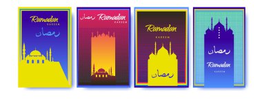 Renkli arka plan tasarımı ile ramazan Kareem için İslam tasarım tebrik kartı şablonu