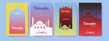 Renkli arka plan tasarımı ile ramazan Kareem için İslam tasarım tebrik kartı şablonu