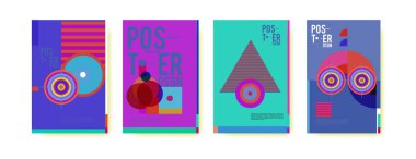 Soyut renkli poster tasarım şablonu. Serin geometrik kapak tasarımı. Vektör afiş poster şablonu