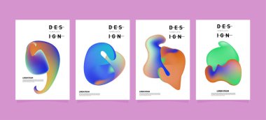 Renkli soyut sıvı ve sıvı poster ve kapak tasarımı. En az geometrik desen degradeler arka planlar