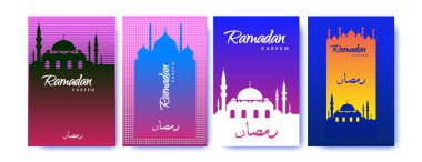 Renkli arka plan tasarımı ile ramazan Kareem için İslam tasarım tebrik kartı şablonu