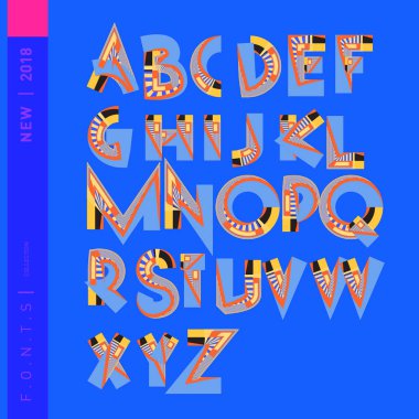 Vektör soyut renkli yazı tipi ve alfabe