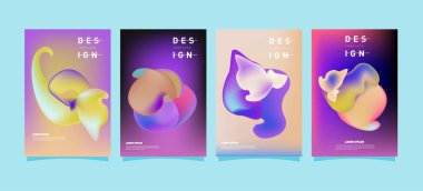 Renkli soyut sıvı ve sıvı poster ve kapak tasarımı. En az geometrik desen degradeler arka planlar