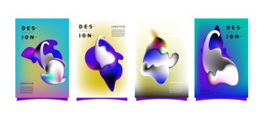 Renkli soyut sıvı ve sıvı poster ve kapak tasarımı. En az geometrik desen degradeler arka planlar