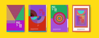 Soyut renkli poster tasarım şablonu. Serin geometrik kapak tasarımı. Vektör afiş poster şablonu