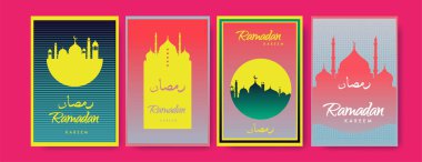 Renkli arka plan tasarımı ile ramazan Kareem için İslam tasarım tebrik kartı şablonu
