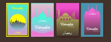 Renkli arka plan tasarımı ile ramazan Kareem için İslam tasarım tebrik kartı şablonu