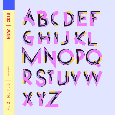 Vektör soyut renkli yazı tipi ve alfabe