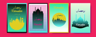 Renkli arka plan tasarımı ile ramazan Kareem için İslam tasarım tebrik kartı şablonu