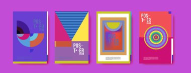 Soyut renkli poster tasarım şablonu. Serin geometrik kapak tasarımı. Vektör afiş poster şablonu
