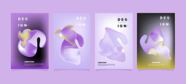 Renkli soyut sıvı ve sıvı poster ve kapak tasarımı. En az geometrik desen degradeler arka planlar