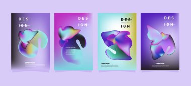 Renkli soyut sıvı ve sıvı poster ve kapak tasarımı. En az geometrik desen degradeler arka planlar