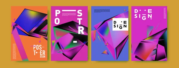 다채로운 추상적인 포스터와 디자인 최소한의 기하학적 그라데이션 — 스톡 벡터