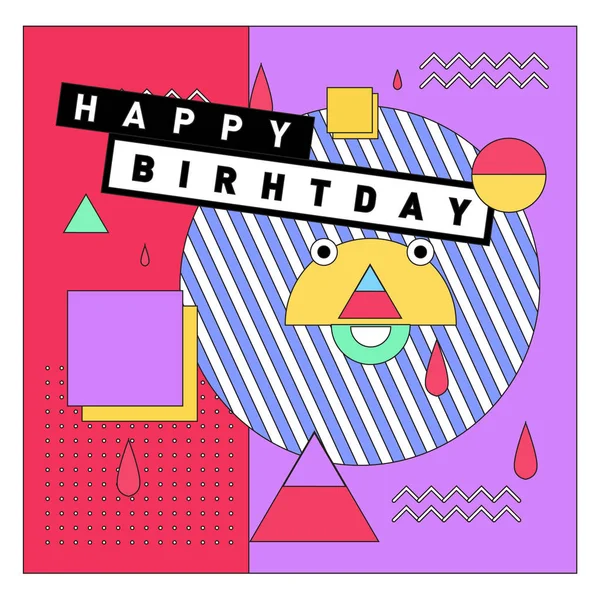 Happy Birthday Memphis Style Vektor Design Für Grußkarten Und Poster — Stockvektor