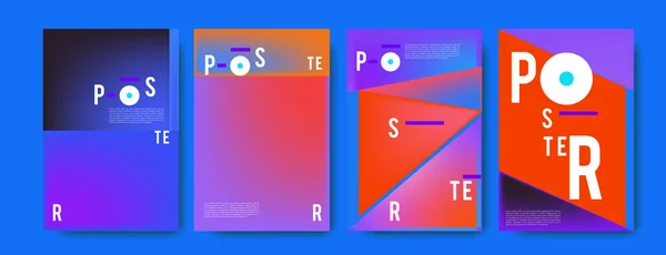 抽象彩色拼贴画海报设计模板 酷的几何和流体覆盖设计 — 图库矢量图片