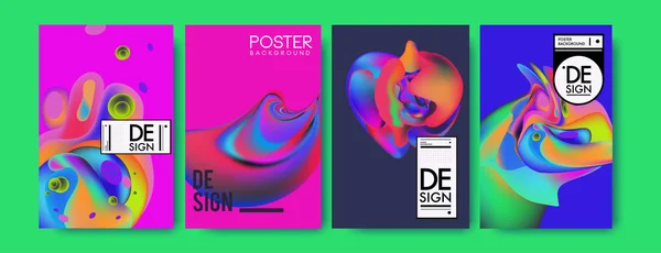 Kleurrijke Abstracte Vloeibare Vloeiende Poster Cover Design Minimale Geometrische Patroon — Stockvector