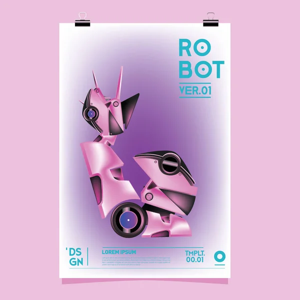 Vektor Realistische Roboterillustration Plakatvorlage Für Das Roboter Und Spielzeugdesign Festival — Stockvektor