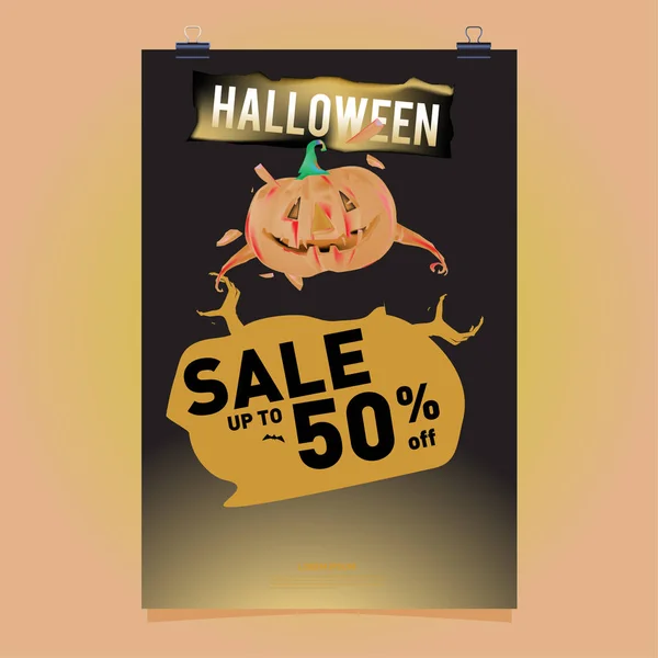 Poster Halloween Sale Party Event Vector Template Halloween Fall Autumn — Stock Vector