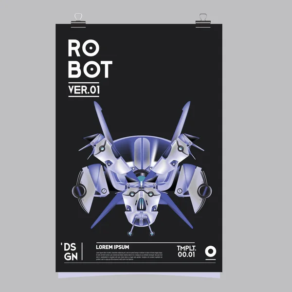 Realistiska Robot Vektorillustration Robot Och Leksak Formgivningsmall Festival Affisch — Stock vektor