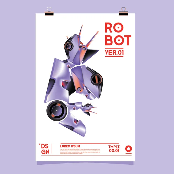 Ilustração Robô Realista Vetorial Modelo Cartaz Festival Design Robô Brinquedo —  Vetores de Stock