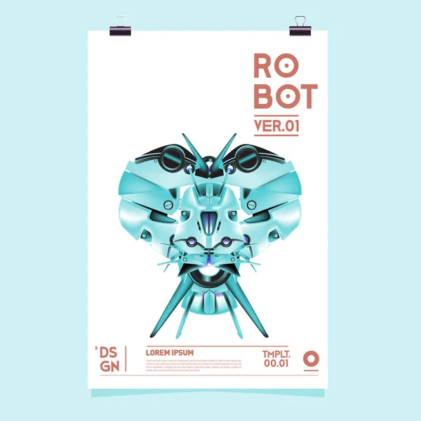 Vektor Realistische Roboterillustration Plakatvorlage Für Das Roboter Und Spielzeugdesign Festival — Stockvektor