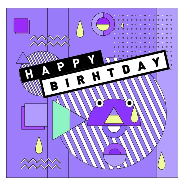 Happy Birthday Memphis Style Vektor Design Für Grußkarten Und Poster — Stockvektor